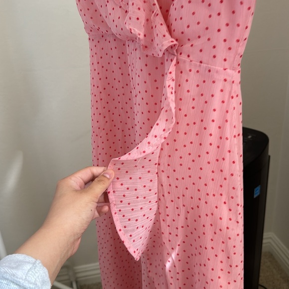 Lulus polka dot midi dress high low Galentines dress - Picture 8 of 16